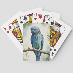 Watercolor Blue Parakeet Eucalyptus Tree Playing Cards