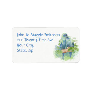 Watercolor Blue Parrot Tropical Bird Address Label