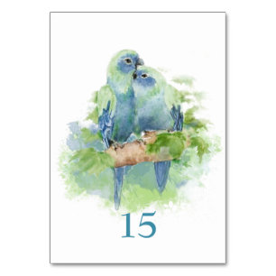 Watercolor Blue Parrot Tropical Bird Table Card