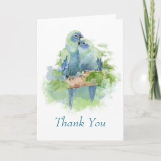 Watercolor Blue Parrot Tropical Wedding Thank you