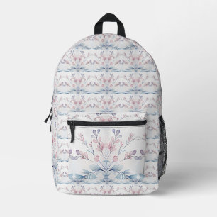 Watercolor Blue Pink Floral Backpack Cut Sew Bag