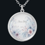 Watercolor Blue Pink Floral Necklace<br><div class="desc">Beautiful Watercolor Blue Pink Floral Necklace</div>
