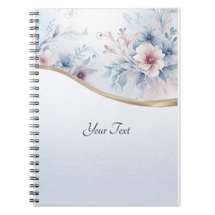Watercolor Blue Pink Floral Notebook