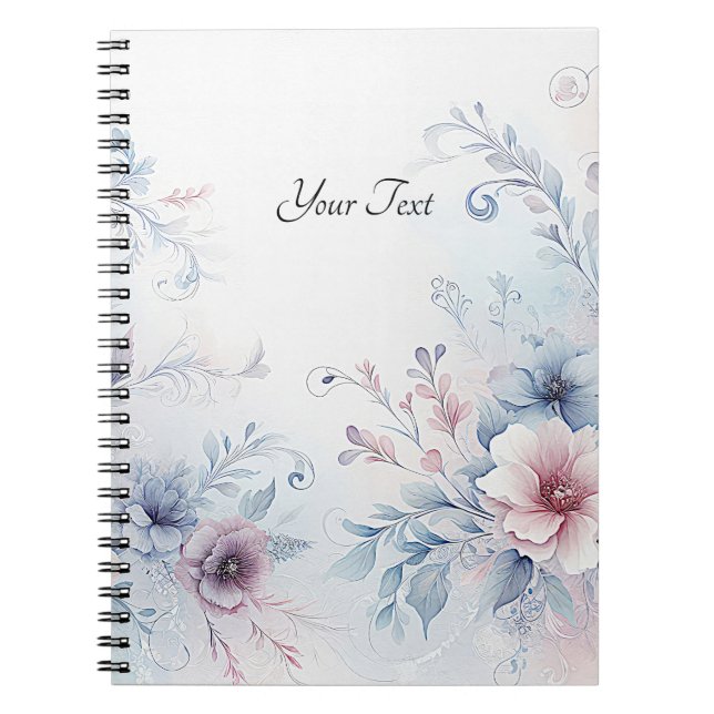 Watercolor Blue Pink Floral Notebook (Front)