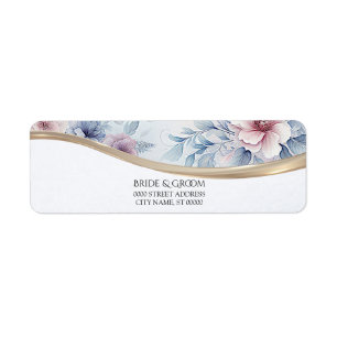 Watercolor Blue Pink Floral Return Address Label