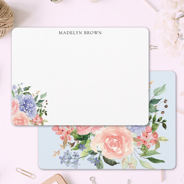 Watercolor Blue Pink Hydrangea Floral Card (Creator Uploaded)