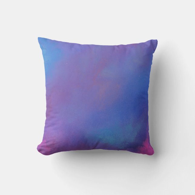 Watercolor Blue Pink Purple Abstract Cushion (Front)