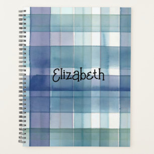 Watercolor Blue Plaid Planner
