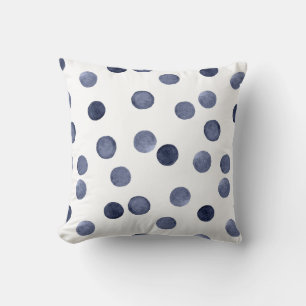 Watercolor . Blue polka dot . Cushion