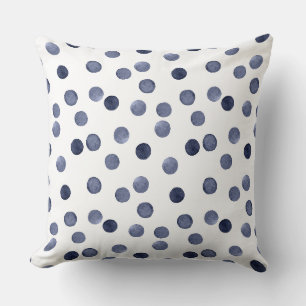 Watercolor  Blue polka dot  Cushion