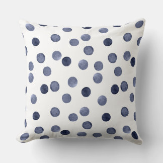Watercolor . Blue polka dot . Cushion