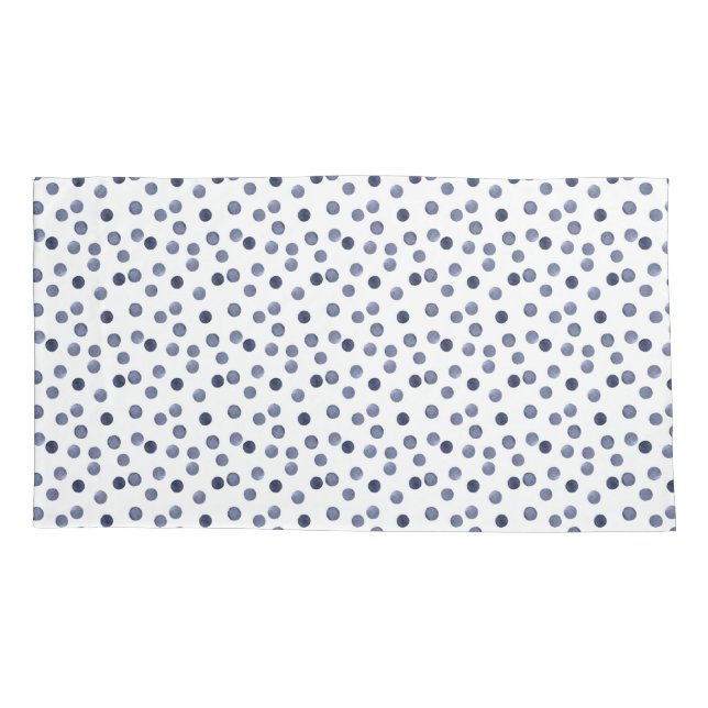 Watercolor  Blue polka dot  Pillowcase (Back)