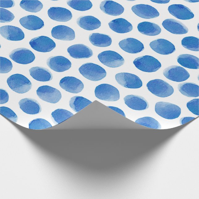  Watercolor Blue Polka Dots Pattern  Wrapping Paper (Corner)
