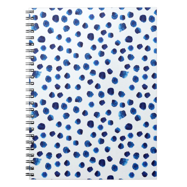 Watercolor blue polka dots seamless pattern notebook (Front)
