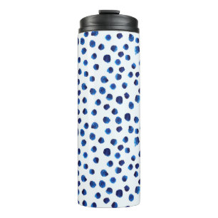 Watercolor blue polka dots seamless pattern thermal tumbler