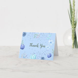Watercolor Blue Pumpkin Baby Shower Thank You Card