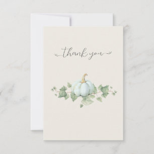 Watercolor Blue Pumpkin Thank You Cards
