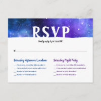 Watercolor Blue Purple Galaxy Bat Bar Mitzvah RSVP
