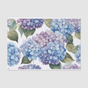 Watercolor Blue, Purple Hydrangea Flowers  Tissue Paper