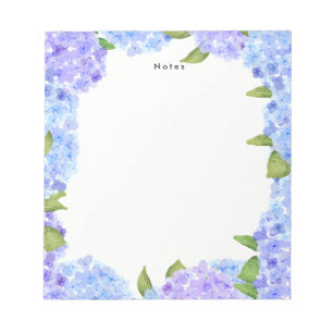 Watercolor Blue Purple Hydrangeas Personalised Notepad