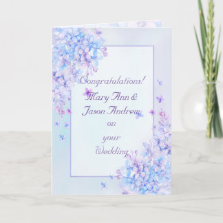 Watercolor Blue Purple Lilac Flower Wedding Card