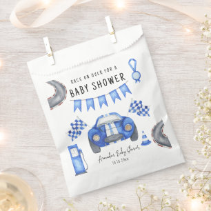 Watercolor Blue Race Car Baby Shower Favour Bag