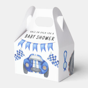 Watercolor Blue Race Car Baby Shower  Favour Box