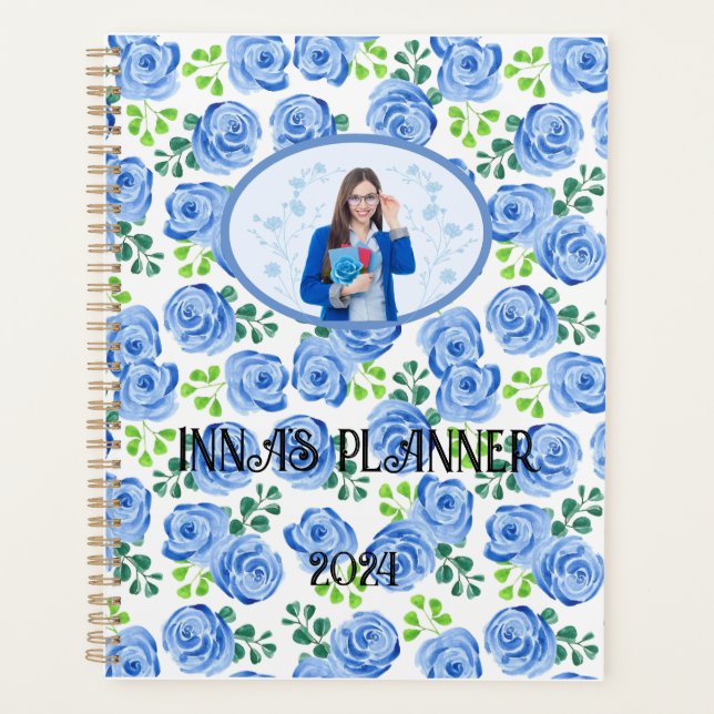  Watercolor Blue Rose  Dream Art Planner (Front)