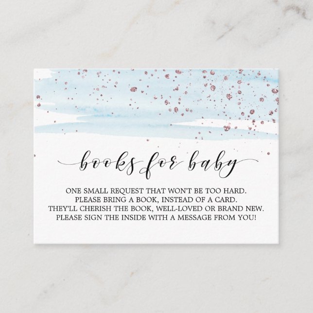 Watercolor Blue & Rose Gold Book Request Insert (Front)