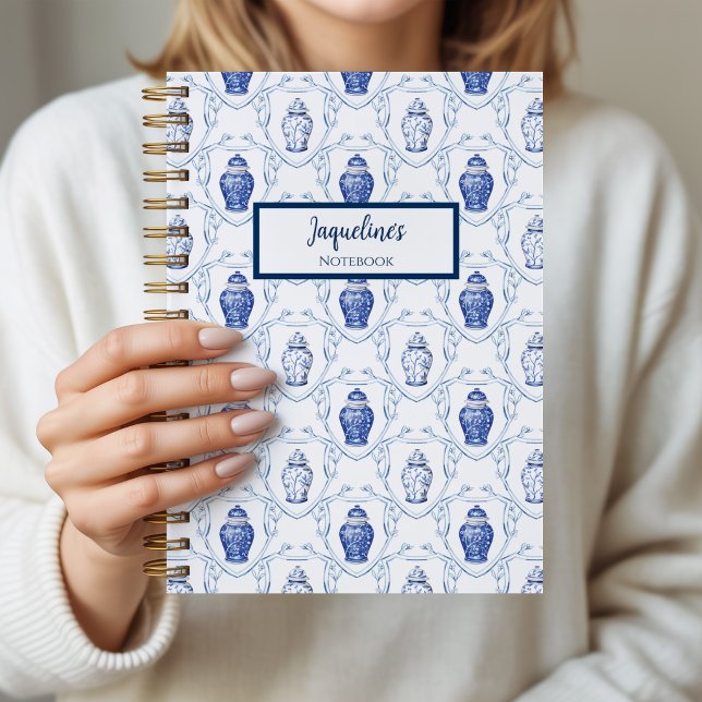 Watercolor Blue Rose Personalised Journal Notebook (Ginger Jars Notebook)