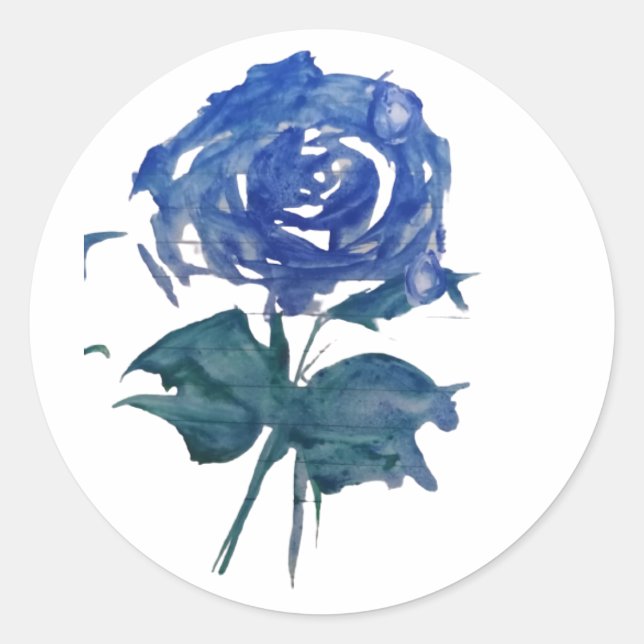  Watercolor Blue Rose Sticker (Front)
