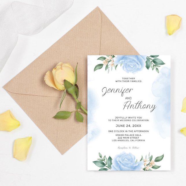 Watercolor Blue Roses  Invitation (Creator Uploaded)