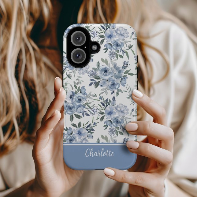 Watercolor Blue Roses MagSafe Tough (Charlotte blue roses phone case)