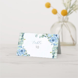 Watercolor Blue Roses Place Card
