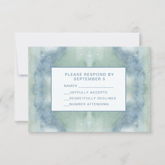 Watercolor Blue RSVP Card Boho Hippie (Front)