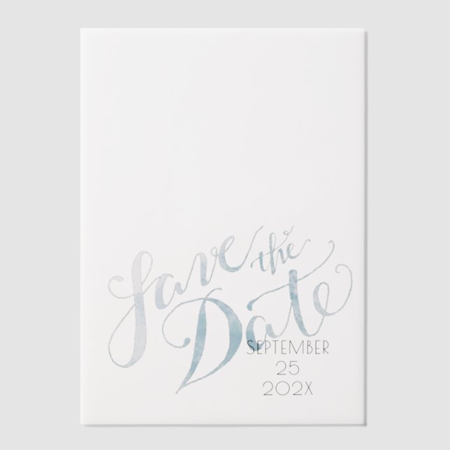 Watercolor Blue Save the Date Overlay Vellum Invitations (Front)