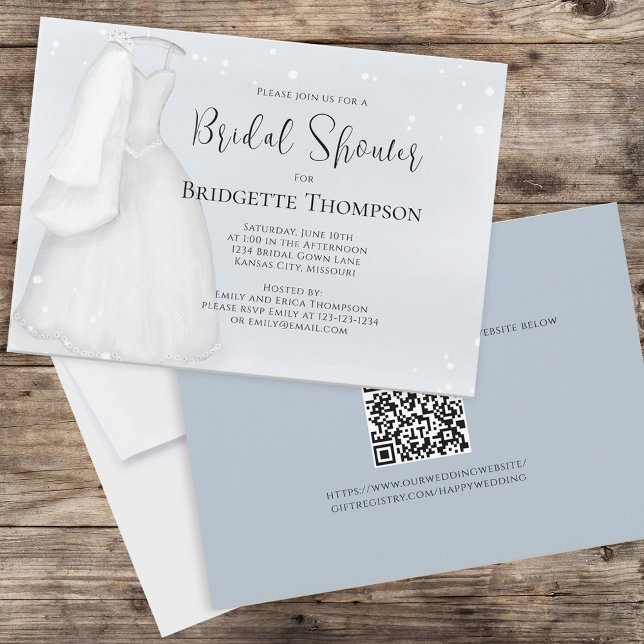 Watercolor Blue Script Elegant Pretty Wedding Gown Invitation (Creator Uploaded)