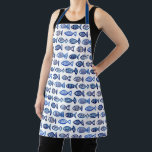 Watercolor blue sea fish. Nautical animal pattern Apron<br><div class="desc">Watercolor nautical blue fish pattern apron.</div>
