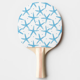 Watercolor Blue Sea Stars Pattern Ping Pong Paddle