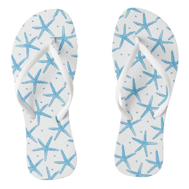 Watercolor Blue Sea Stars Pattern Thongs (Footbed)