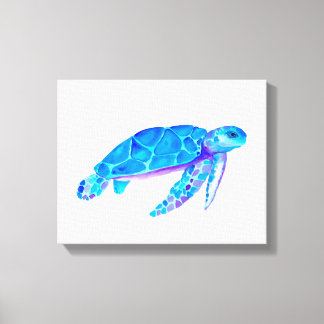 Watercolor Blue Sea Turtle Canvas Print