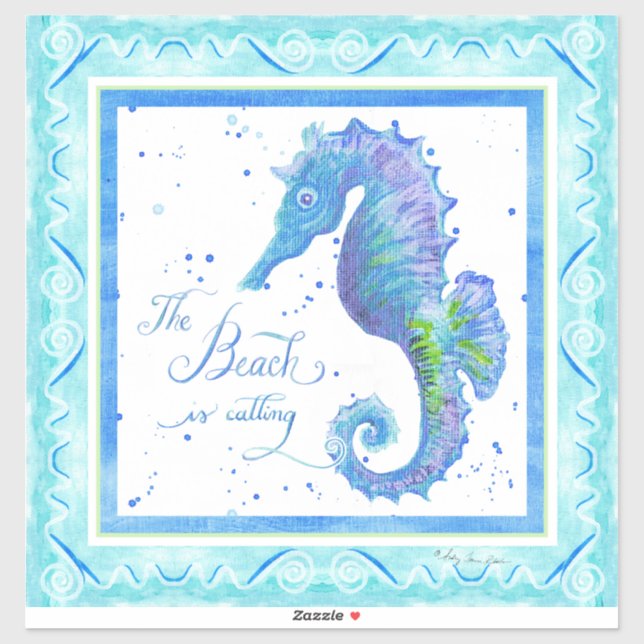 Watercolor Blue Seahorse Beach is Calling Starfish (Sheet)