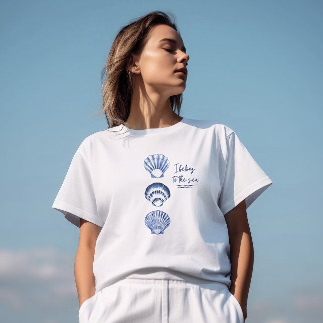 Watercolor Blue Seashell T-Shirt (Creator Uploaded)