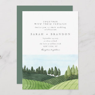 Watercolor Blue Sky Forest Wedding Invitation