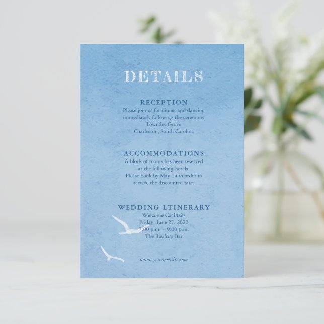 Watercolor Blue Sky Wedding Enclosure Cards (Standing Front)