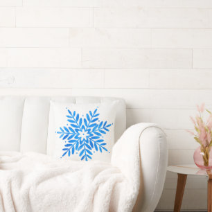 Watercolor Blue Snowflake Pattern    Cushion
