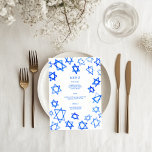 Watercolor Blue Star of David Bar Bat Mitzvah  Menu<br><div class="desc">Perfect menu card for a bat mitzvah, bar mitzvah, wedding or other Jewish celebration! Hand made watercolor art for you on the front and back side! FULLY CUSTOMIZABLE! Click on “Personalise” above to edit the text. Click "edit using design tool" to adjust the fonts, colours and placements and to delete...</div>
