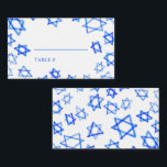 Watercolor Blue Star of David Bar Bat Mitzvah  Place Card<br><div class="desc">Perfect CUSTOM placecard for a bat mitzvah, bar mitzvah, wedding or other Jewish celebration! Hand made watercolor art for you on the front and back side! FULLY CUSTOMIZABLE! Click on “Personalise” above to edit the text. Click "edit using design tool" to adjust the fonts, colours and placements and to delete...</div>