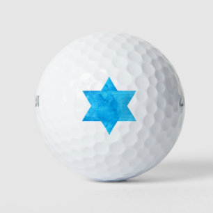 watercolor Blue Star of David Golf Balls