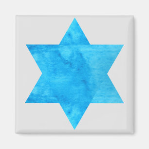 watercolor Blue Star of David Magnet